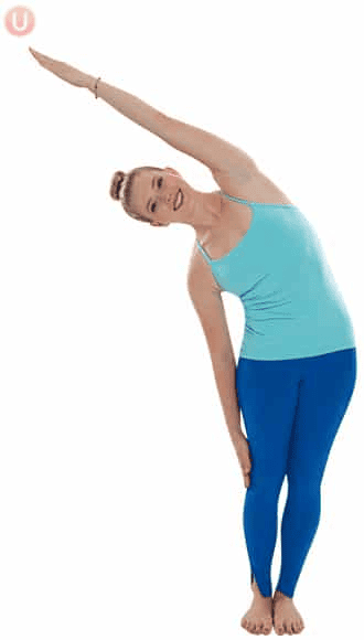 woman showing standing side bend exercise