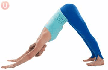 woman demonstrating downward dog yoga pose