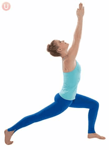 woman demonstrating crescent lunge exercise